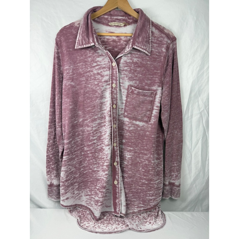 Soft Surroundings Medium Pink Tie Dye Button Front Tunic‎ Top Oversized USA